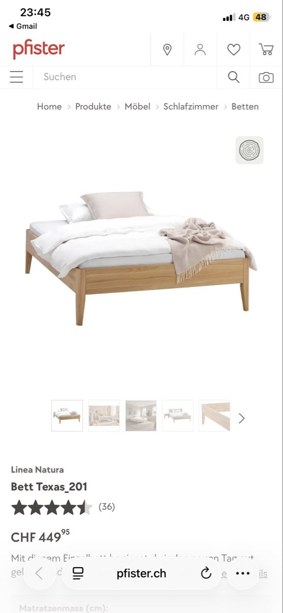 Pfister Letti: Holzbett aus Eichenholz – Usato da Bern venduto da moiramoira