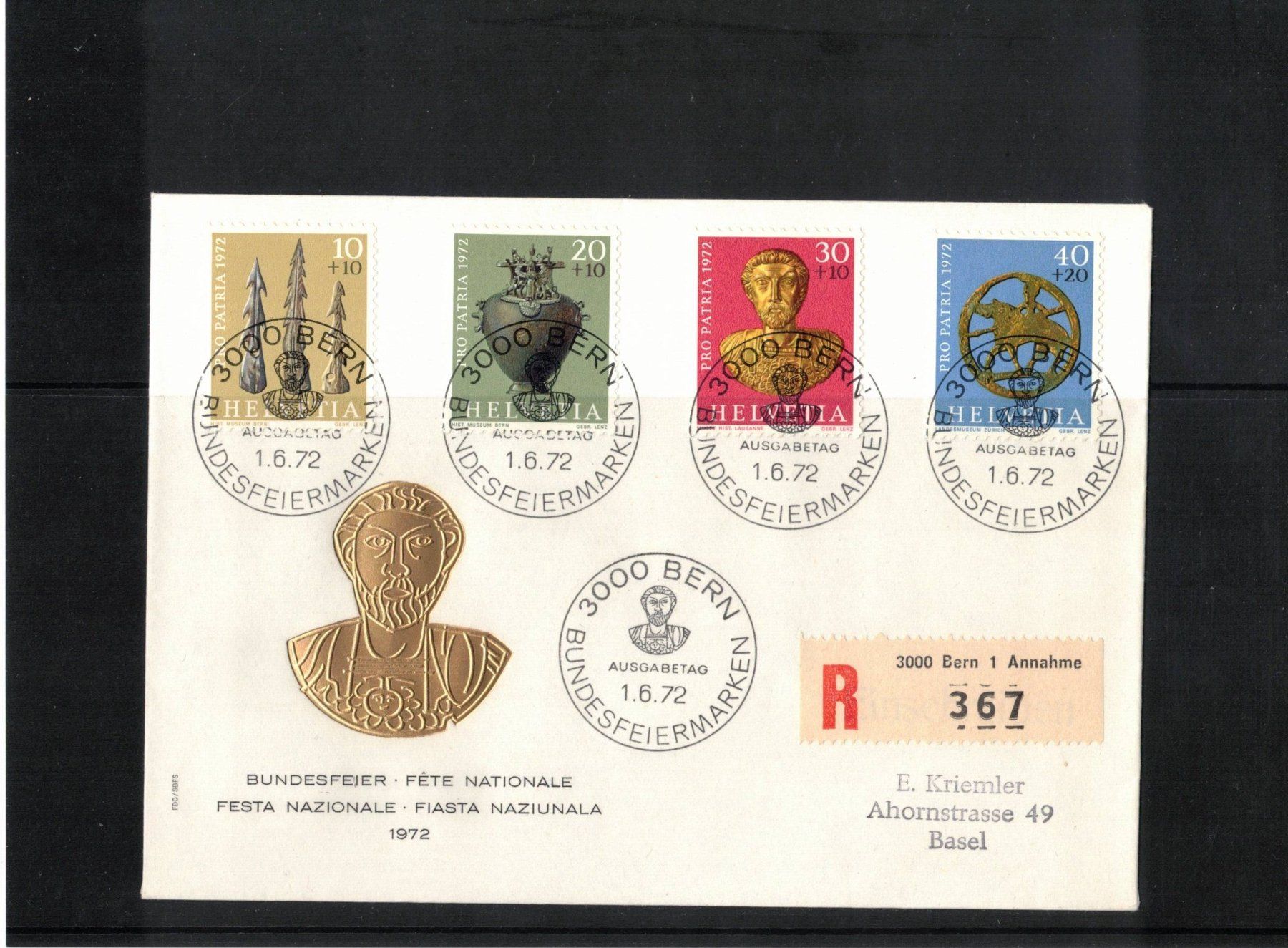 Tutti i francobolli: 1972 FDC  Pro Patria R-Brief nach Basel – Nuovo (secondo la descrizione) da Rheinau venduto da loxis