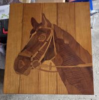 Handgefertigtes Holzbild Pferd–Intarsienarbeit–Unikat–45 x50
