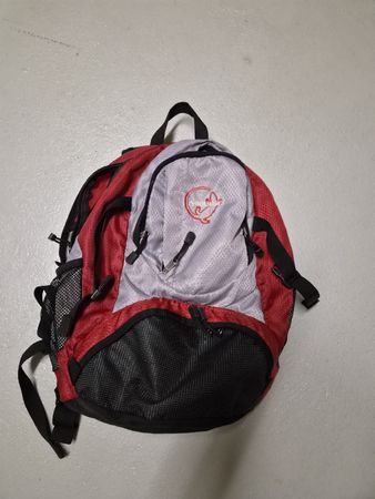 Rucksack rot grau Soft Air Back gebraucht guter Zustand
