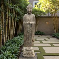 Garten Buddha 121 cm Naturstein – Stehende Statue Namaste