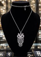Wunderschöne Rhodium-Halskette mit filigranem Eulen-Anhänger