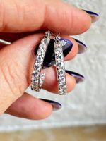 Elegante Creolen, Silber mit Zirkonia GLITTER - (dm2.5cm)