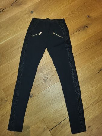 Leggings noir détails dentelle taille XXS (9)