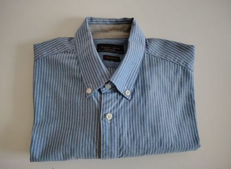 Zara Man Hemd gestreift blau weiss Grösse L Tailored Fit