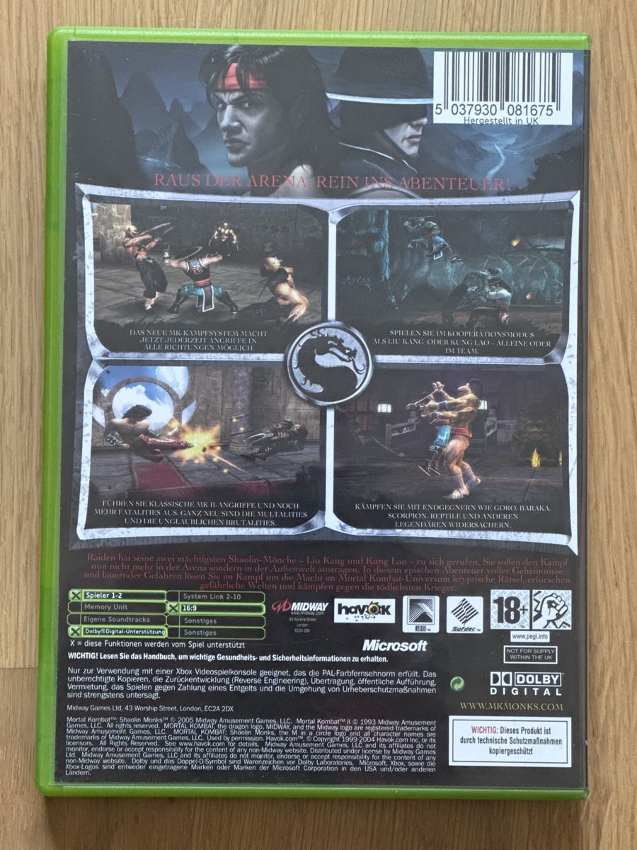 Mortal Kombat Shaolin Monks – Xbox 1 – PAL FR Complet (état Correct)