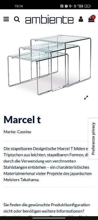 Cassina Tavoli: Cassina Marcel T Satztisch 3er Set Design – Usato da Winterthur venduto da style-and-design.zrh 2