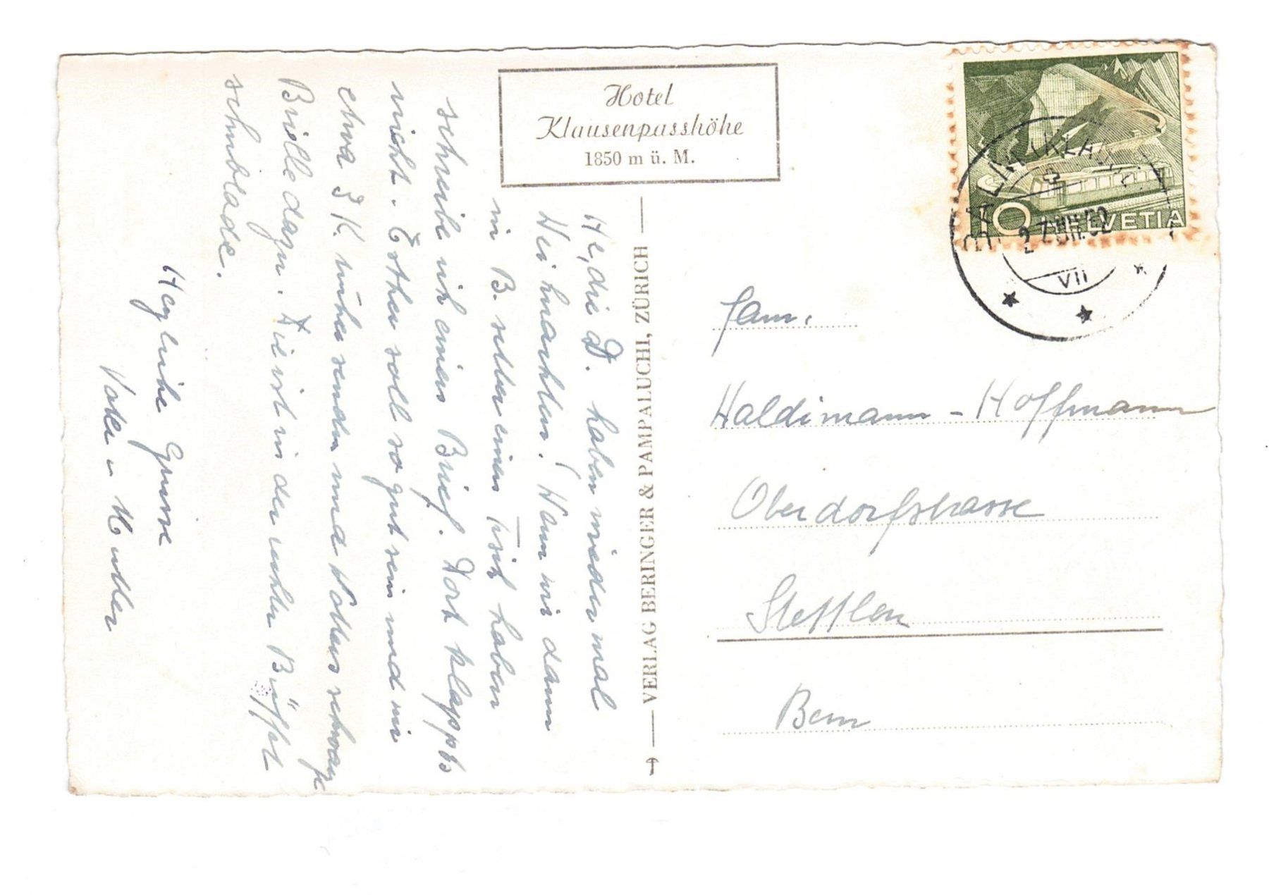 Cartoline postali: Ansichtskarte Klausenpasshöhe Märcherstöckli – Usato da Büetigen venduto da philat 1