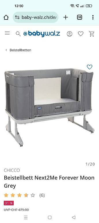 Chicco Betten: Beistellbett Chicco Next2Me Forever Moon Grey – Gebraucht aus Volketswil von javier1989