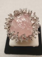 Ungeschliffener Rosenquarz Ring