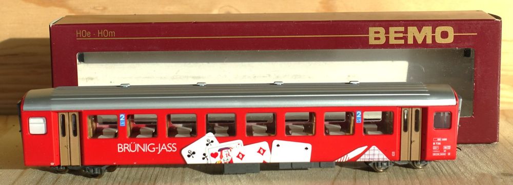BEMO H0m – Voiture Brunig-Jass 2e Classe – Modèle Analogique, Occasion
