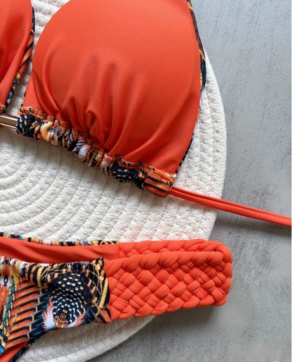 Costumi da bagno & Bikini: Orangefarbener Badeanzug mit Aztekenmuster 2025 S M L – Nuovo e nell'imballaggio originale da Lausanne venduto da MONO-SELECTION 3