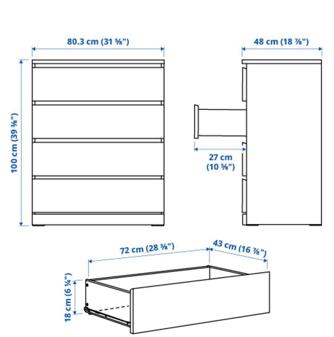 Ikea Commodes: Ikea Malm Kommode 4 Schubladen – D'occasion à Goldach par eli227 4