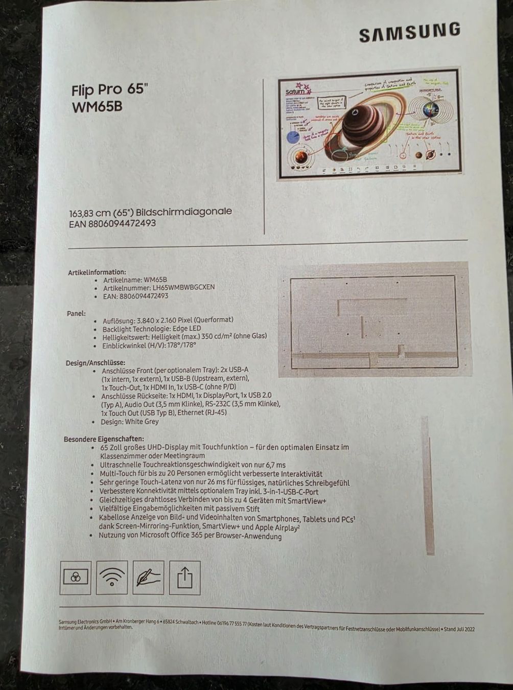 Samsung Monitor: Samsung Flip 4 Pro WM65B – Usato da Lengnau BE venduto da MF2543 5