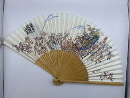 Éventail sur bambou avec papier décoré à la main, du Japon