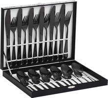 Besteckset 24 tlg Edelstahl Schwarz für 6 Personen