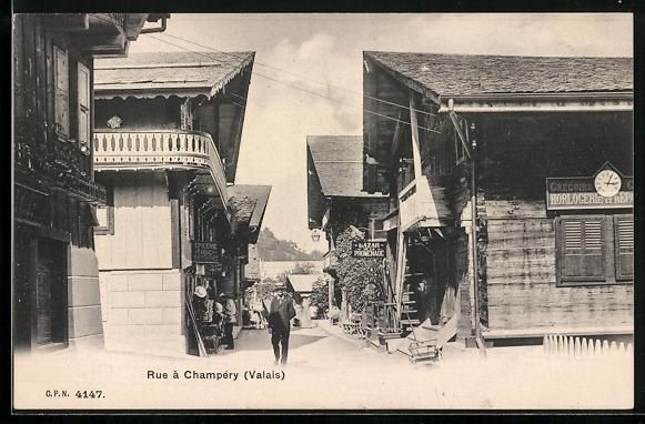 Cartoline postali: AK Champery, Rue a Champery – Usato da Berlin venduto da bartko-reher