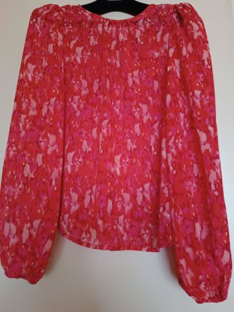 Bluse Langarm rot geblümt