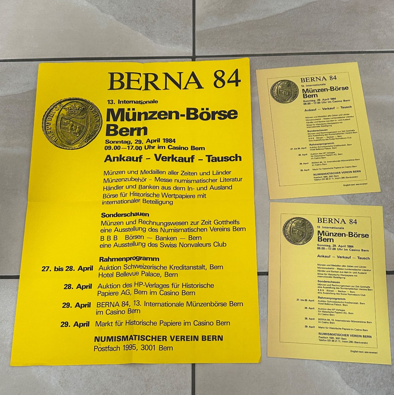 Foto & Immagini: Münzenbörse Bern 1984 Flyer + Programm (3 Stk.) – Usato da Nussbaumen AG venduto da olitech5415