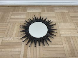 Vintage Stahl Sonnenspiegel Brutalismus Sunburst Spiegel