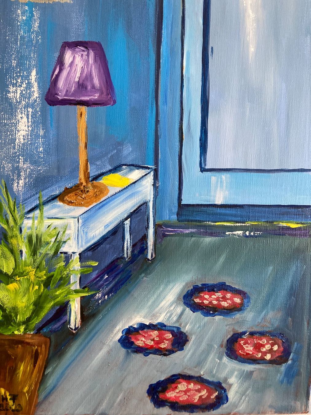 Dipinti: Original Ölgemälde "Blauer Raum" – Kunst Interior – Nuovo (secondo la descrizione) da Cham venduto da Felha 3