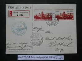 CH 1943 tolle Karte Sonderpostflug Pro Aero, mit F36 und B21