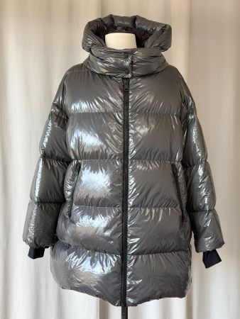Damenjacke Winterjacke DUNO Daunenjacke grau gloss 44