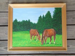 GEMÄLDE PFERDE SIGNIERT W.BEUCHAT 1985