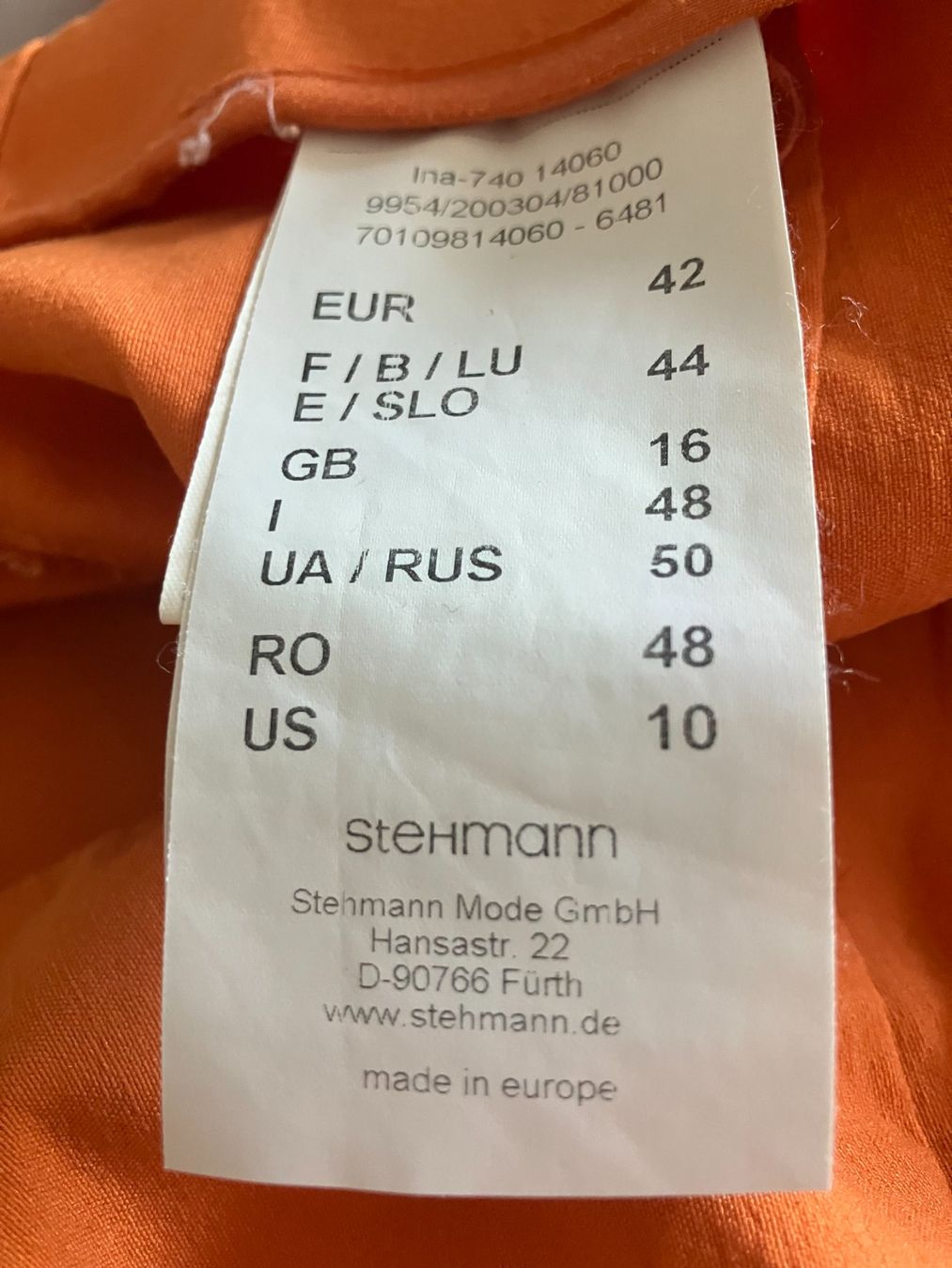 Pantaloni: Hose von Stehmann, hellorange, Grösse 42 – Usato da Märwil venduto da Yvonne034 1