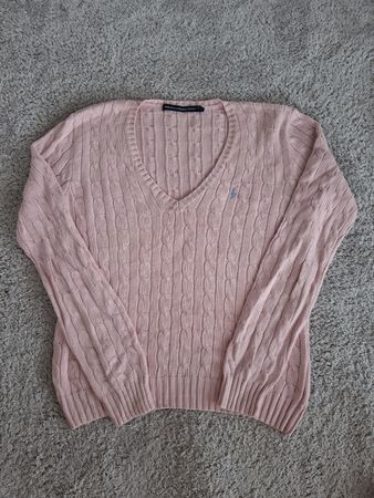 Pull Ralph Lauren Sport rose torsadé taille L 