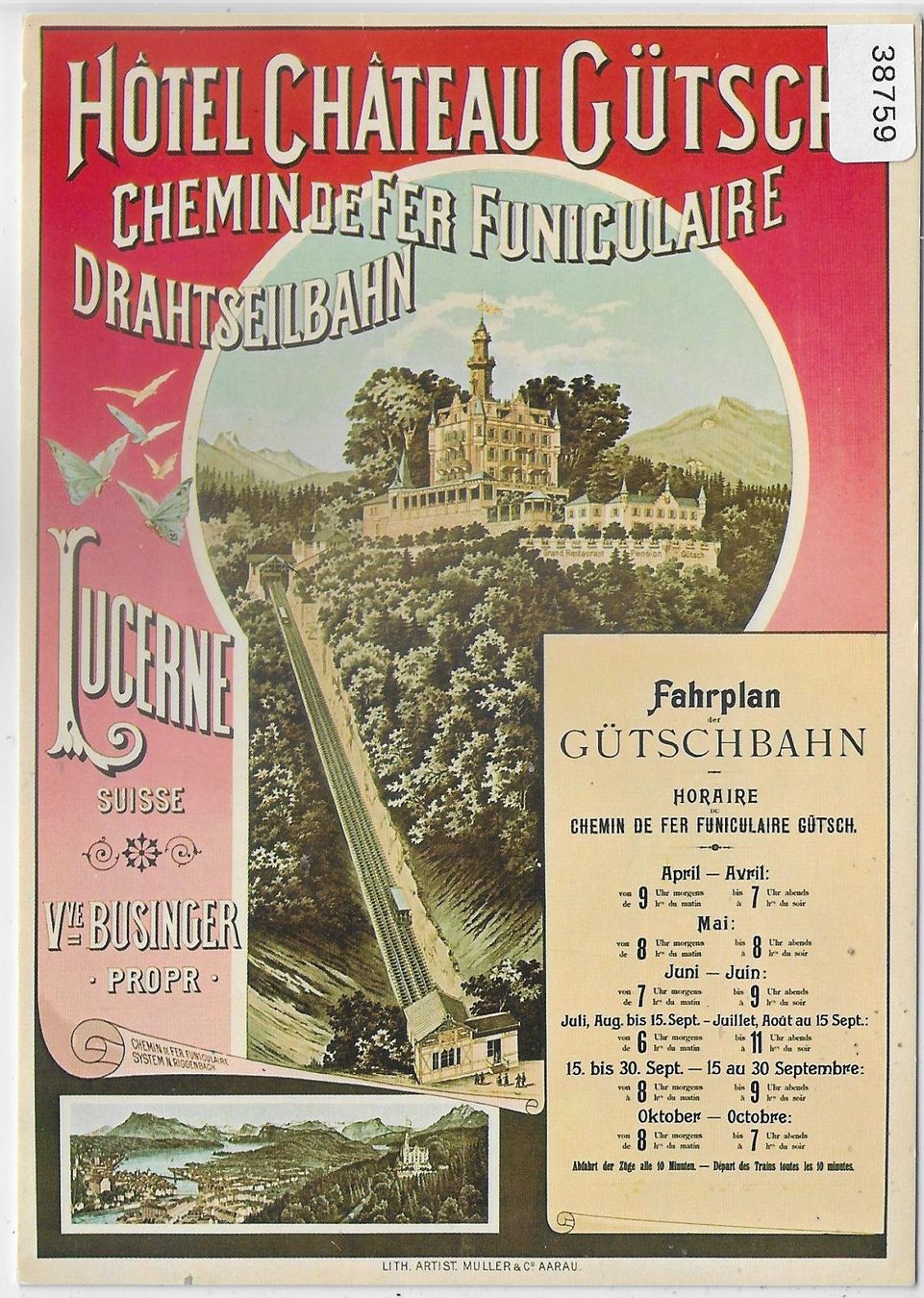 Cartoline postali: Hotel Chateau Gütsch - Luzern - Repro – Usato da Ettingen venduto da Kartenplanet