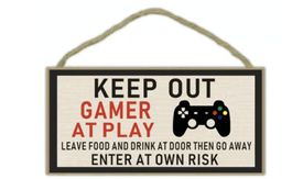 Deko-Schild Gamer Zocker "Keep Out" Retro Türschild