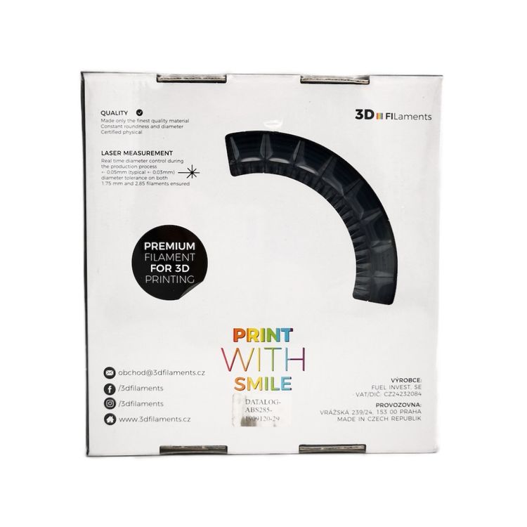 Print with smile abs filament 2 85mm 1kg satine black neuf avec