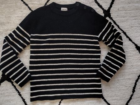 Pullover Armor-lux gestreift reine Wolle Grösse 2 schwarz