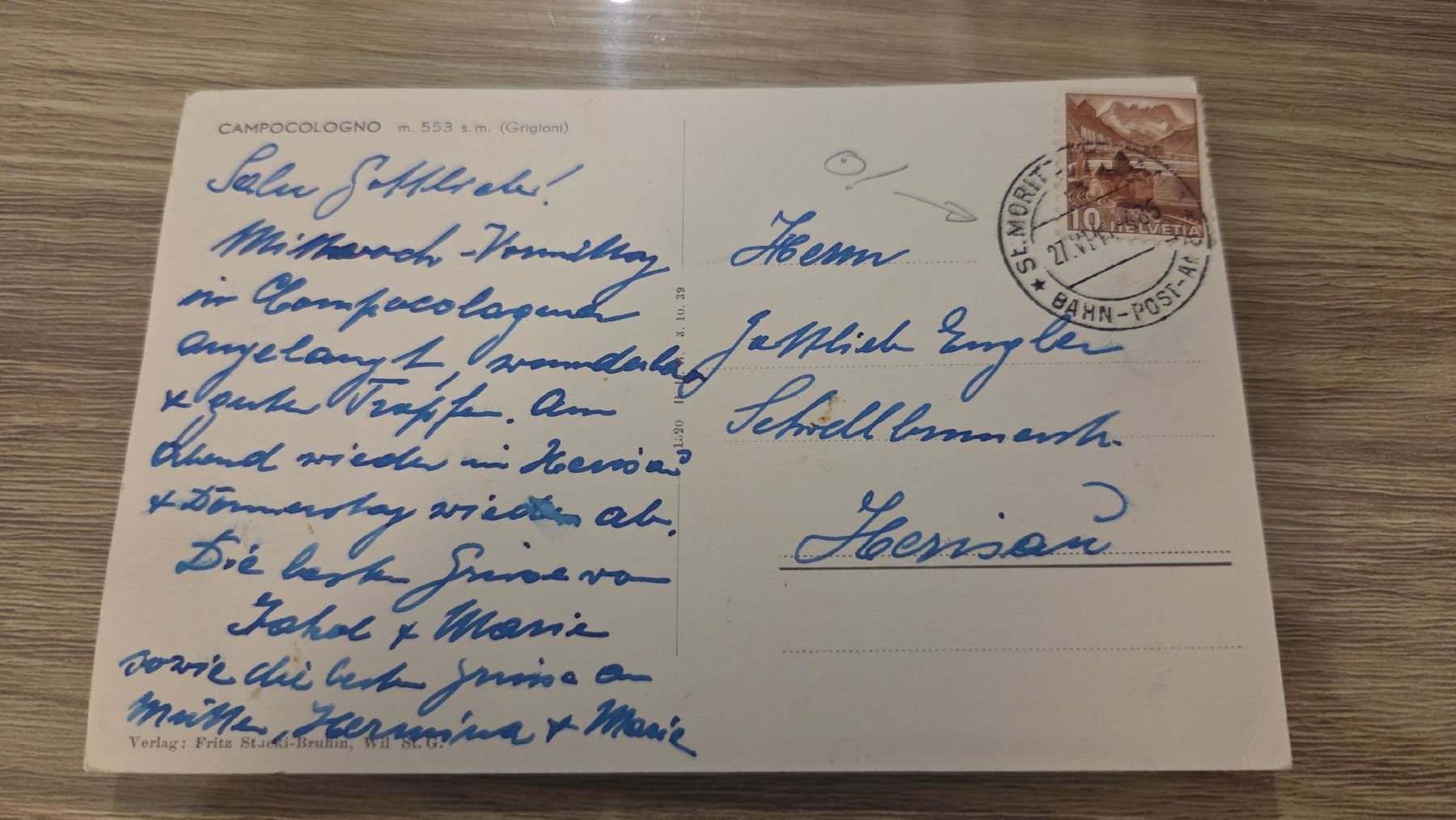 Ansichtskarten: Ansichtskarte Campologno Bahnpoststempel – Gebraucht aus Arni AG von Moth68 1