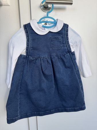 Kleid mit Oberteil von Petit Bateau Grösse 86 (24M) blau