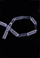 5 Glasperlen tube transparent AB 20x4mm