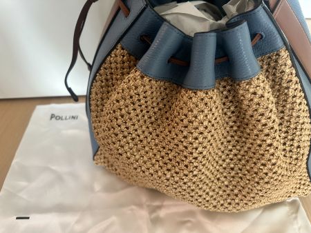 POLLINI - Italy- einmalige Sommertasche aus Bast/Leder - NEU