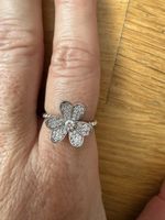 Ring Kleeblatt Zirkonia Damen Silber Grösse Verstellbar