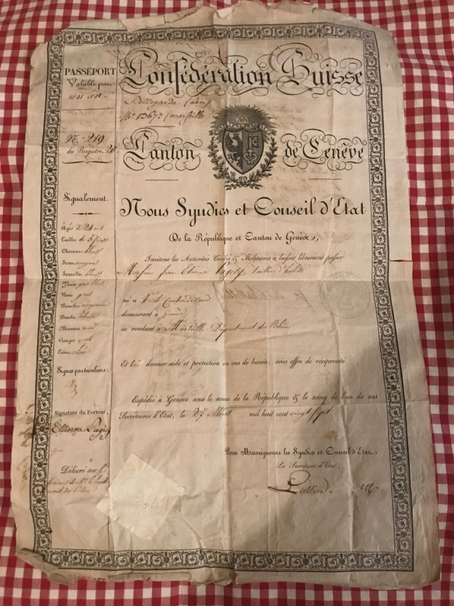 Dokumente: Ancien document officiel Genève 1827 – Defekt aus Genève von