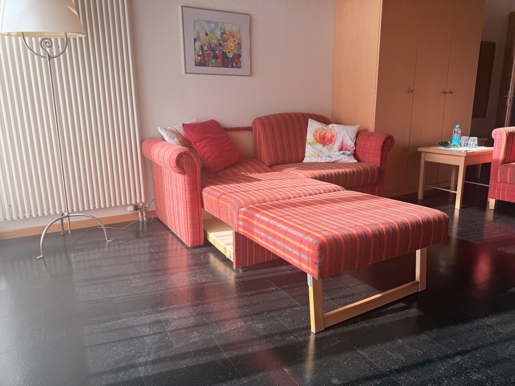 Sofas: Convertible Sofa Bed Red Striped Fabric Used Condition – Gebraucht aus Kandersteg von ben_jp6l 3