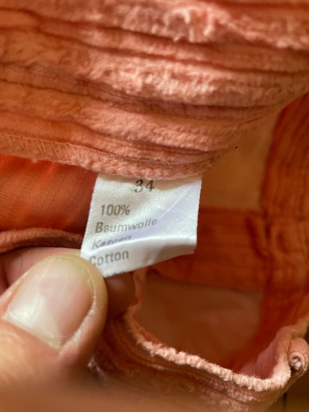 Pantaloni: Cordhose Baumwolle rosa Grösse 34 – Usato da Zürich venduto da Rollladen 2