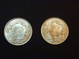 Schweizer 1-Franken-Münzen, Jahrgänge 1966, Top Zustand