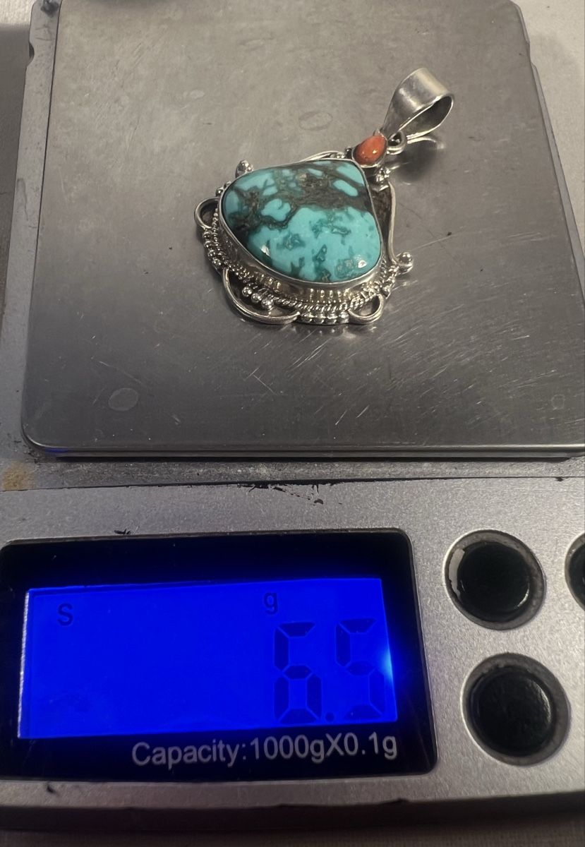 Ciondoli: Splendide pendentif ethnique en argent 925, turquoise corail – Usato da Genève venduto da DELIRBEADS 8