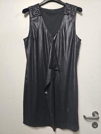 Robe Neuve "Salsa" Noire Satinée/Strass Noir, élégante.T.L