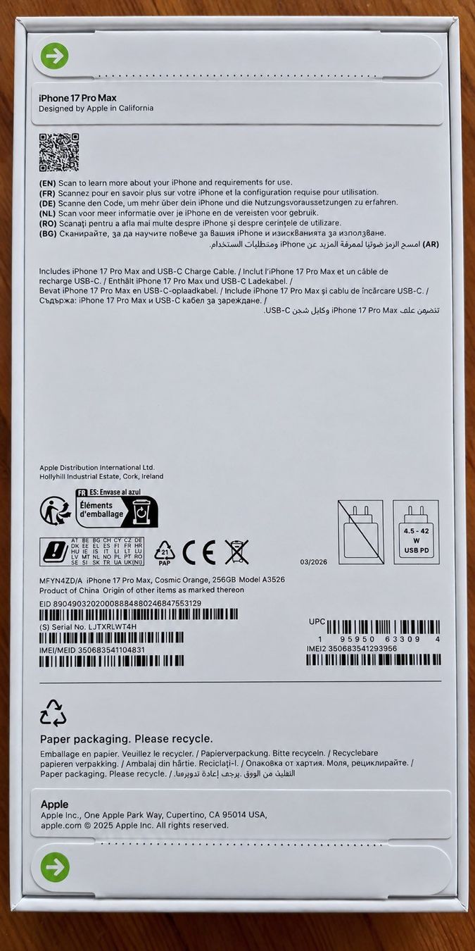 Apple Telefoni cellulari / Smartphones: IPhone 17 pro max 256 Gb neu – Nuovo e nell'imballaggio originale da St. Moritz venduto da dav_7qjg 1