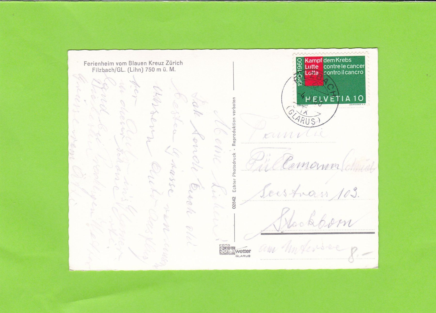 Cartoline postali: Ferienheim Filzbach GL – Usato da St. Peterzell venduto da neckertal 1