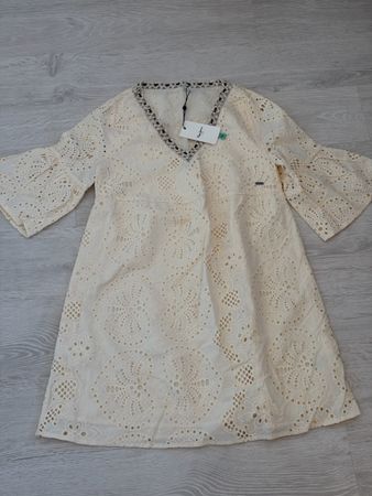 Pepe Jeans Cream Broderie Anglaise Mini Summer Dress Size XS