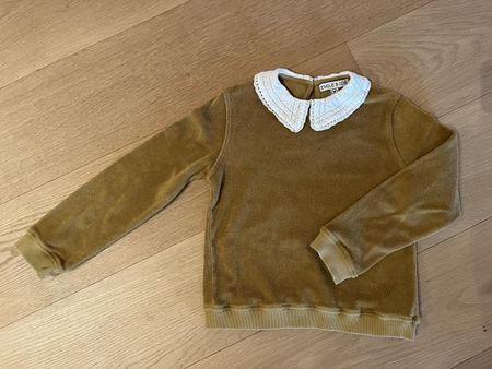 Emile & Ida Girl's Mustard Sweater with Lace Collar, Size 8