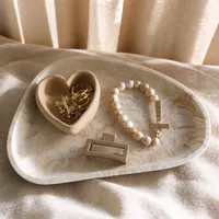 Deko-Tablett beige marmoriert Handmade Neui